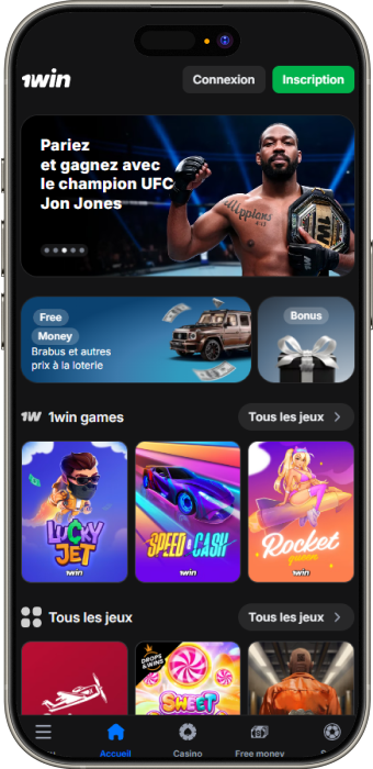 Captura de pantalla de la página de inicio de 1win